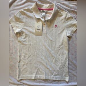 Lilly Pulitzer White Polo with Pink Palm logo NWT